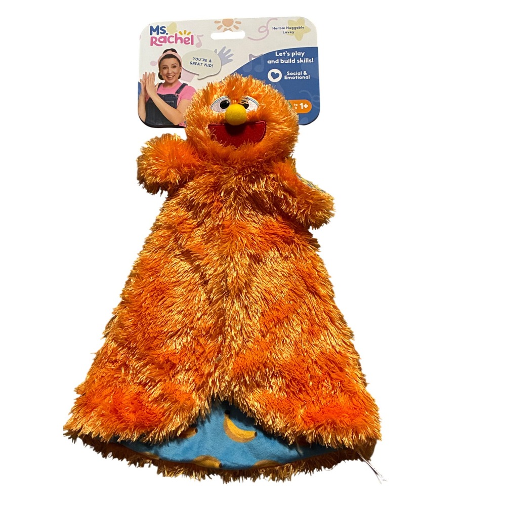 Ms. Rachel Gund Baby Herbie Huggable Lovey Orange Shaggy Plush Security Blanket